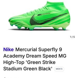 Boys Nike Mercurial Superfly 9 Green Strike Soccer Cleats - size 1.5